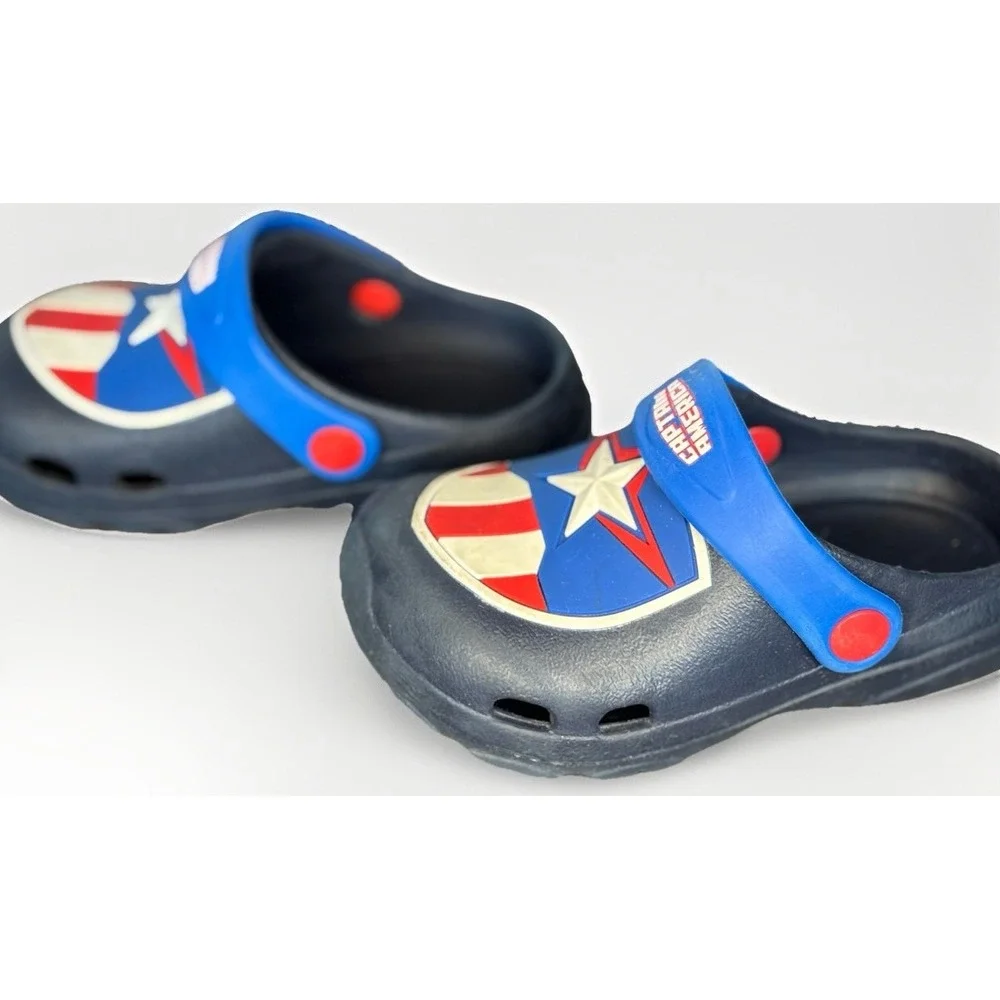 2 Pair Toddler Small 7/8 Clog Shoes Captain America & Disney Pixar Cars McQueen